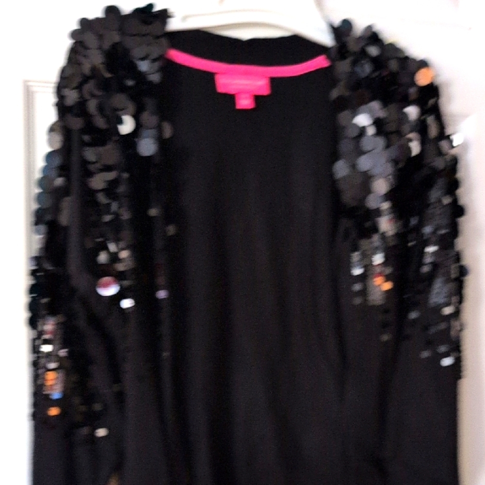 Isaac Mizrahi Black Cardigan Sequin Accents